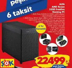 ASUS ALFA  AMD RYZEN 5500 FREEDOS GAMİNG PC/OYUN BİLGİSAYARI